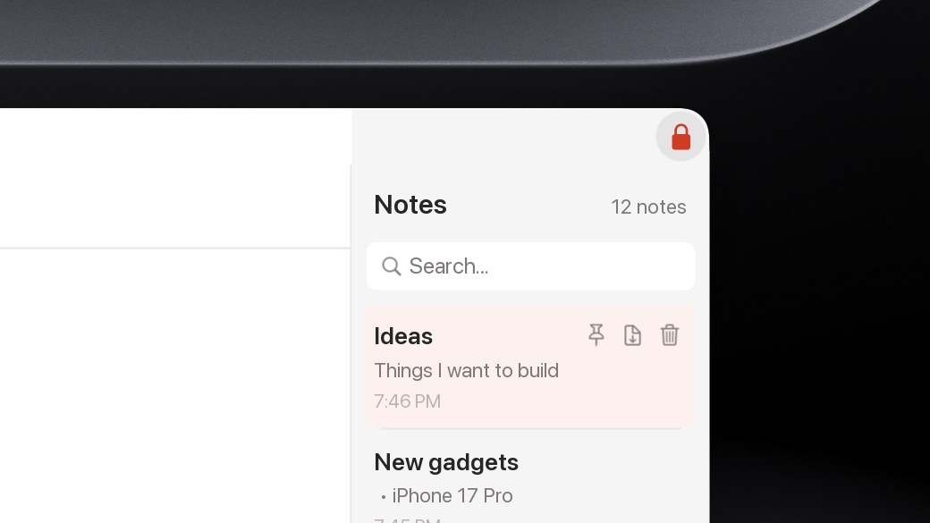The lock button at the top right turned red, keeping the window open