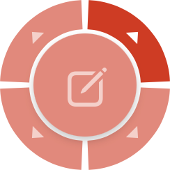 The direction ring around the floating button, with the top right quarter highlighted under the pointer